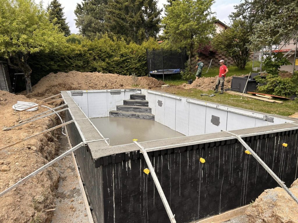 etape construction piscine morges